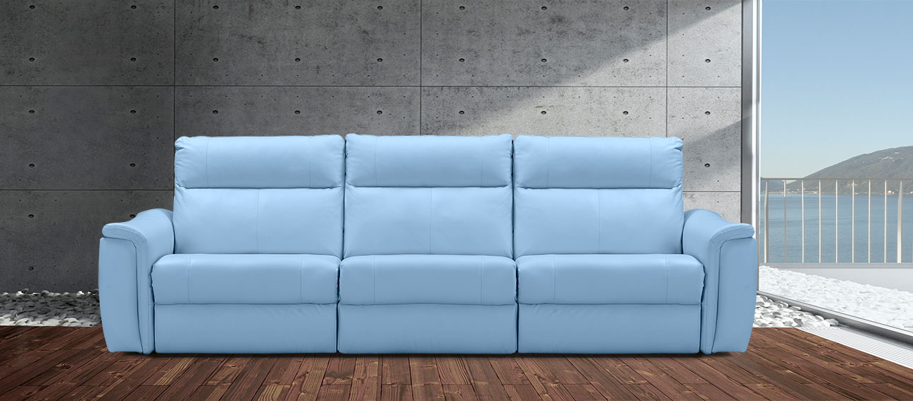 4056 רילקסון קנדה ספת 3 מטר ארוכה עור תכלת