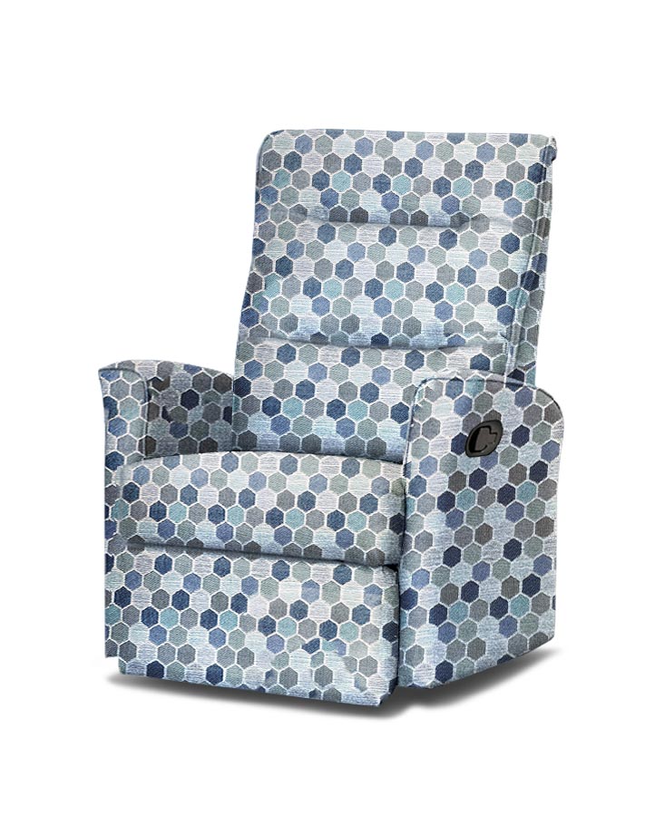 כורסת טלויזיה צרה במיוחד רילקסון קנדה בדי מעצבים LO342 משושים תכלת לבן כחול