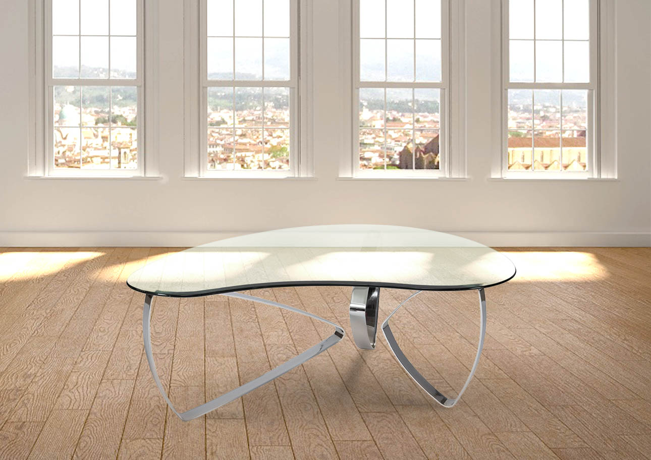 שולחן סלוני רילקסון קנדה דגם פרני נירוסטה זכוכית מחוסמת