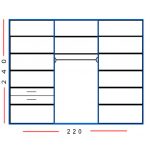 220 רוחב - 240 גובה - 3 דלתות | כולל 2 מגירות