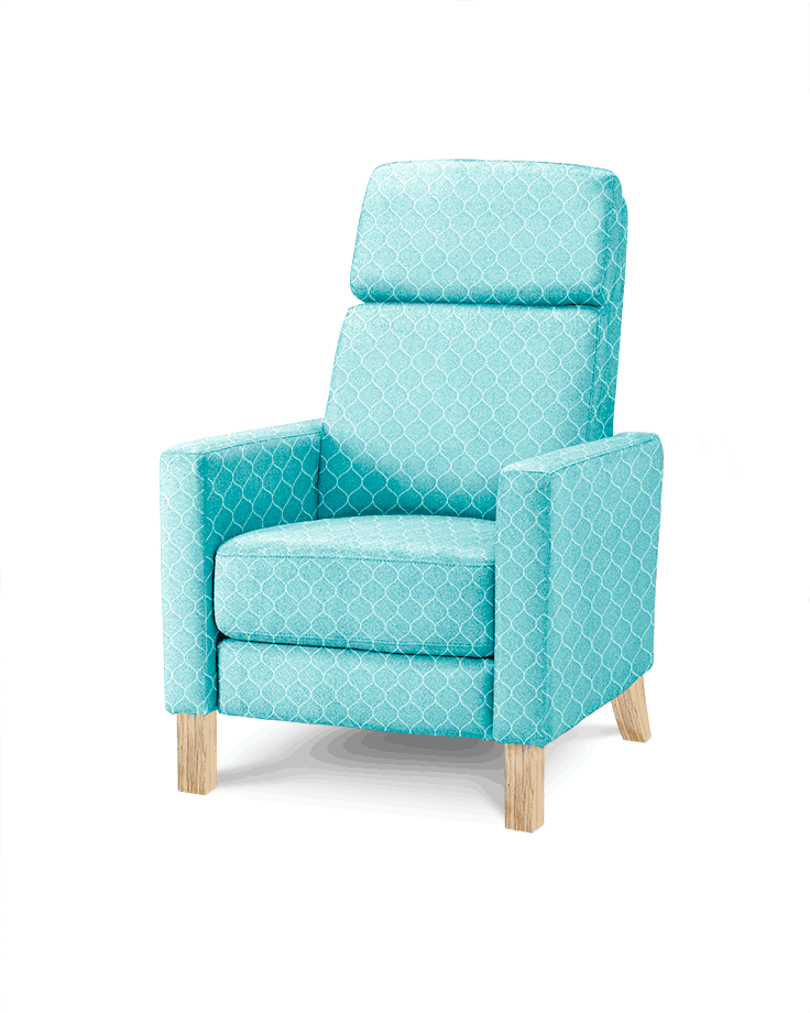 כורסת טלויזיה מעוצבת עם ריקליינר בצבע תכלת טורקיז HO692