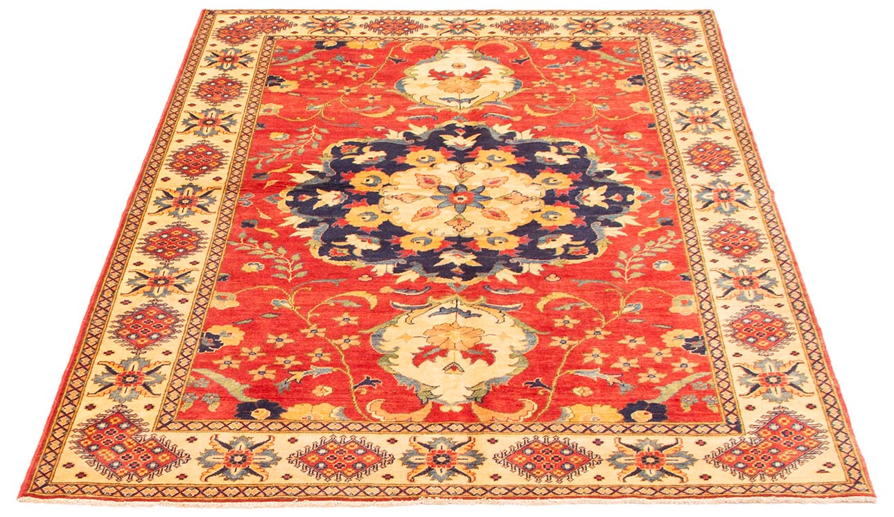 174165 רילקסון קנדה שטיח אפגני פרימיום צמר אדום מדליון גדול אדום כחול 12