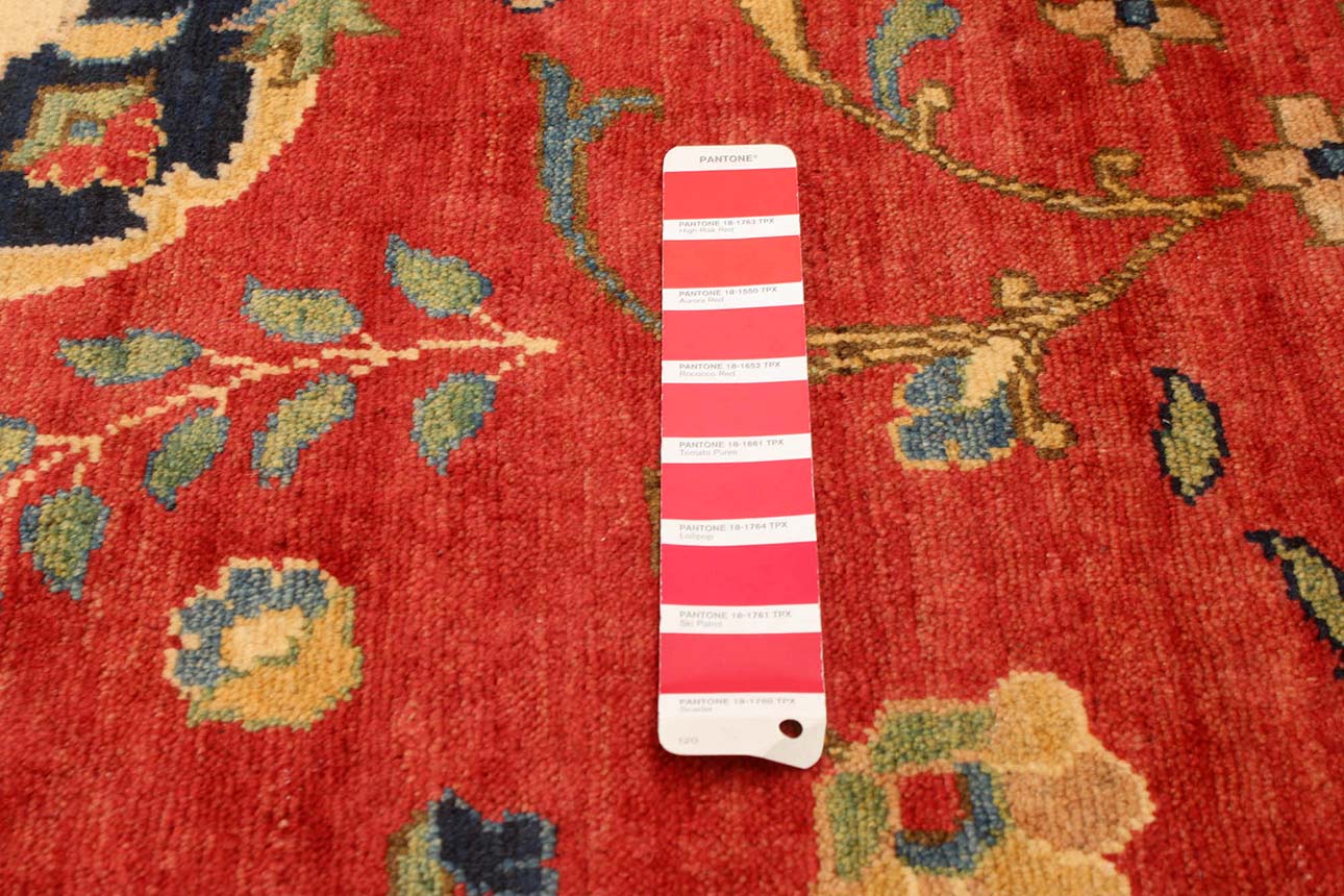 174165 רילקסון קנדה שטיח אפגני פרימיום צמר אדום מדליון גדול אדום כחול 73