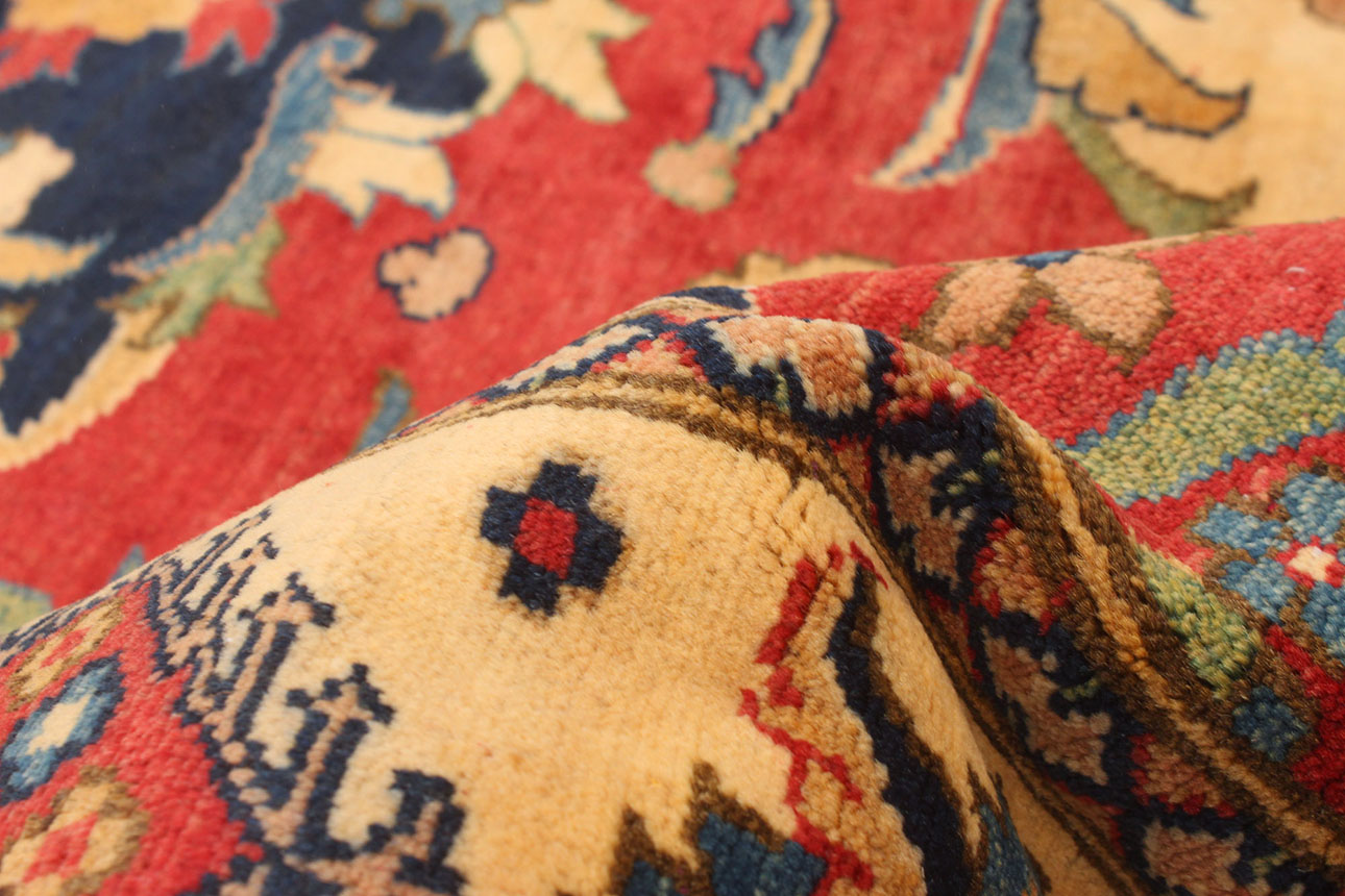 174165 רילקסון קנדה שטיח אפגני פרימיום צמר אדום מדליון גדול אדום כחול 82