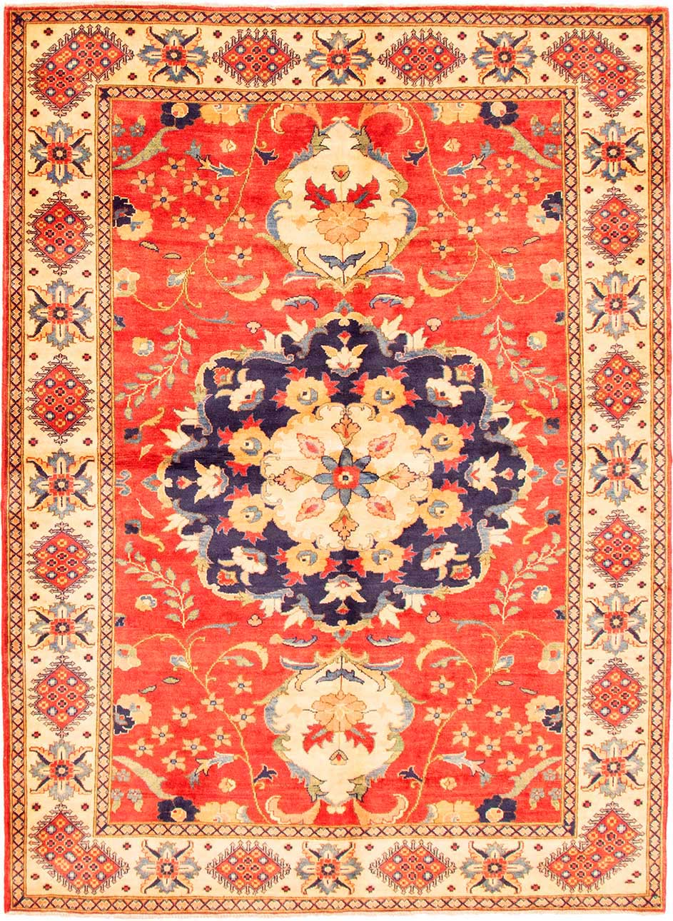 174165 רילקסון קנדה שטיח אפגני פרימיום צמר אדום מדליון גדול אדום כחול LRG