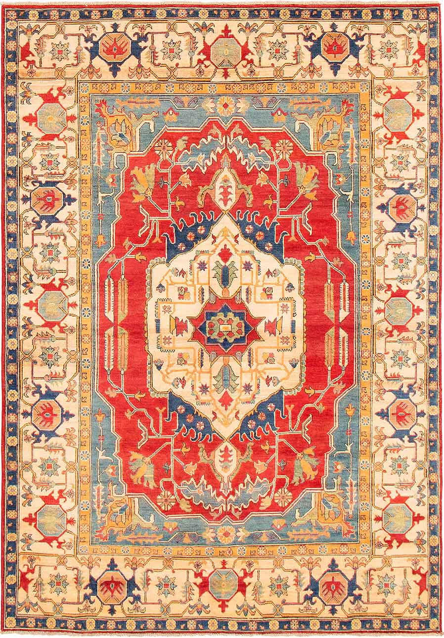 181831 רילקסון שטיח אפגני פרימיום בדוגמה שבטית כחול קרם אדום LRG