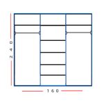 160 רוחב – 240 גובה – 4 דלתות - 2 דלתות מרכזיות זכוכית רטרו