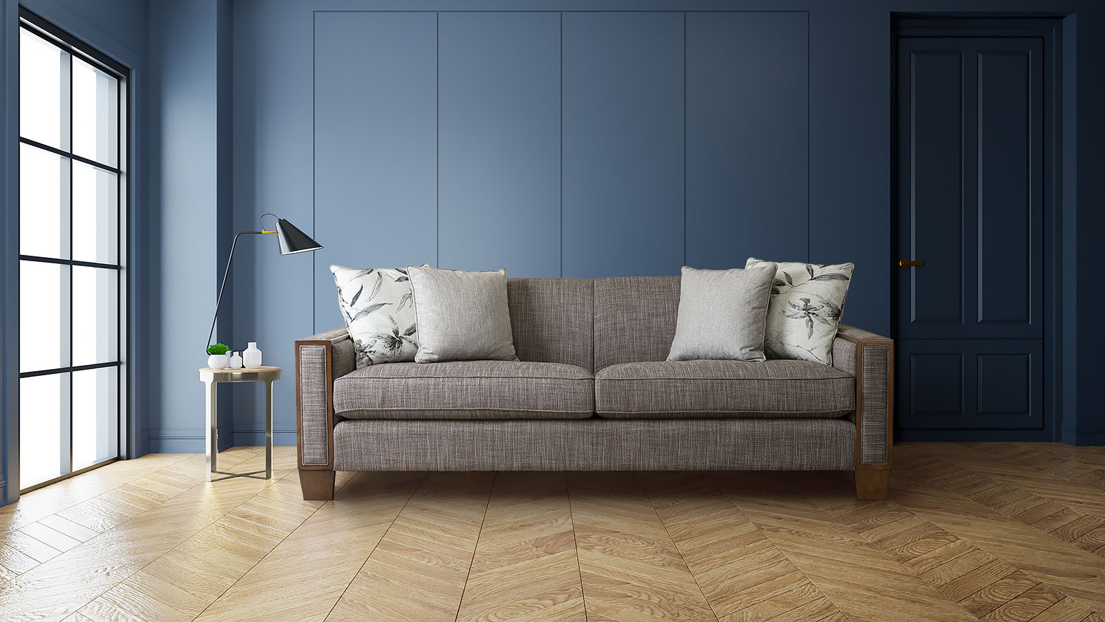 ספה מפנקת עמוקה נוצות כריות נוצות מעוצבות ייחודיות רילקסון קנדה ידיות עץ