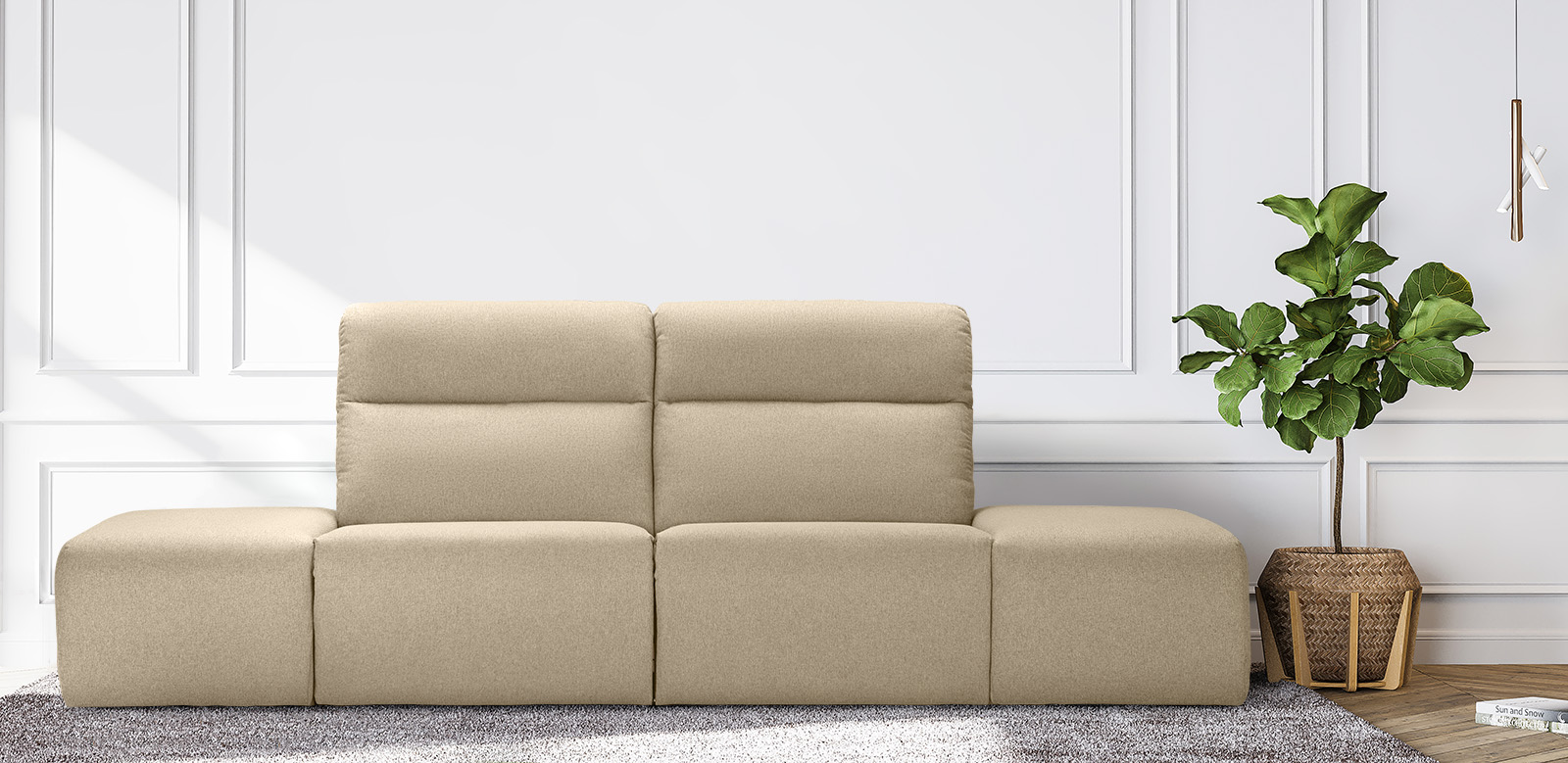 Blue,Sofa,In,Contemporary,Living,Room,,Minimal,Design,With,Empty