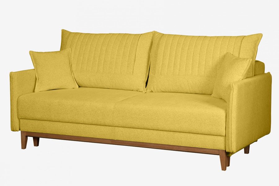 ספת תלת רילקסון נפתחת למיטה דגם בצבע צהוב חרדלי