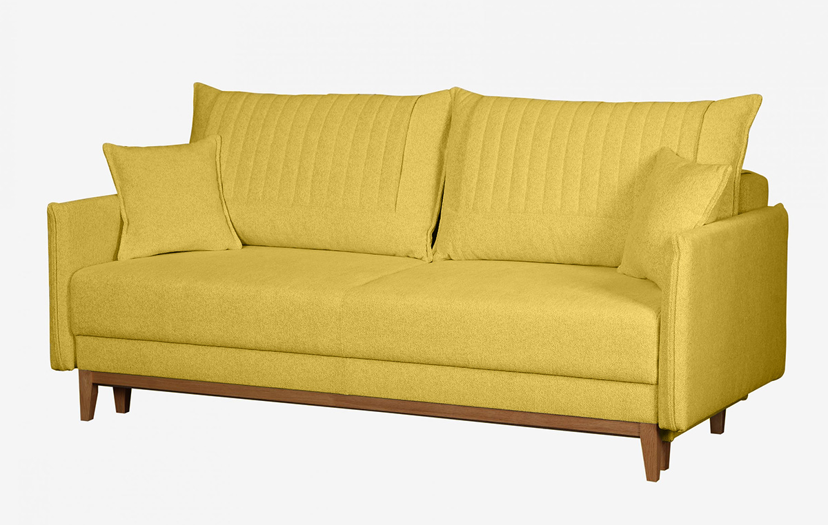 ספת תלת רילקסון נפתחת למיטה דגם בצבע צהוב חרדלי