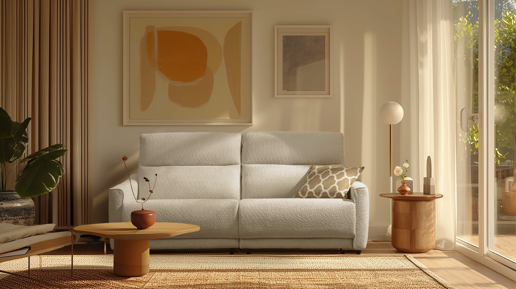 רילקסון תוצרת קנדה ספה מעוצבת עם ריקליינרים לבן