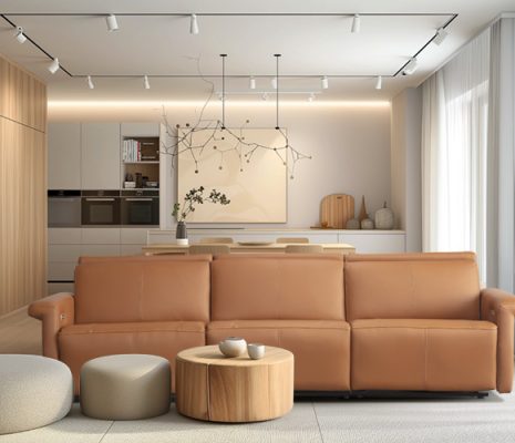 ספת 3 מטר מעור עם ריקליינרים