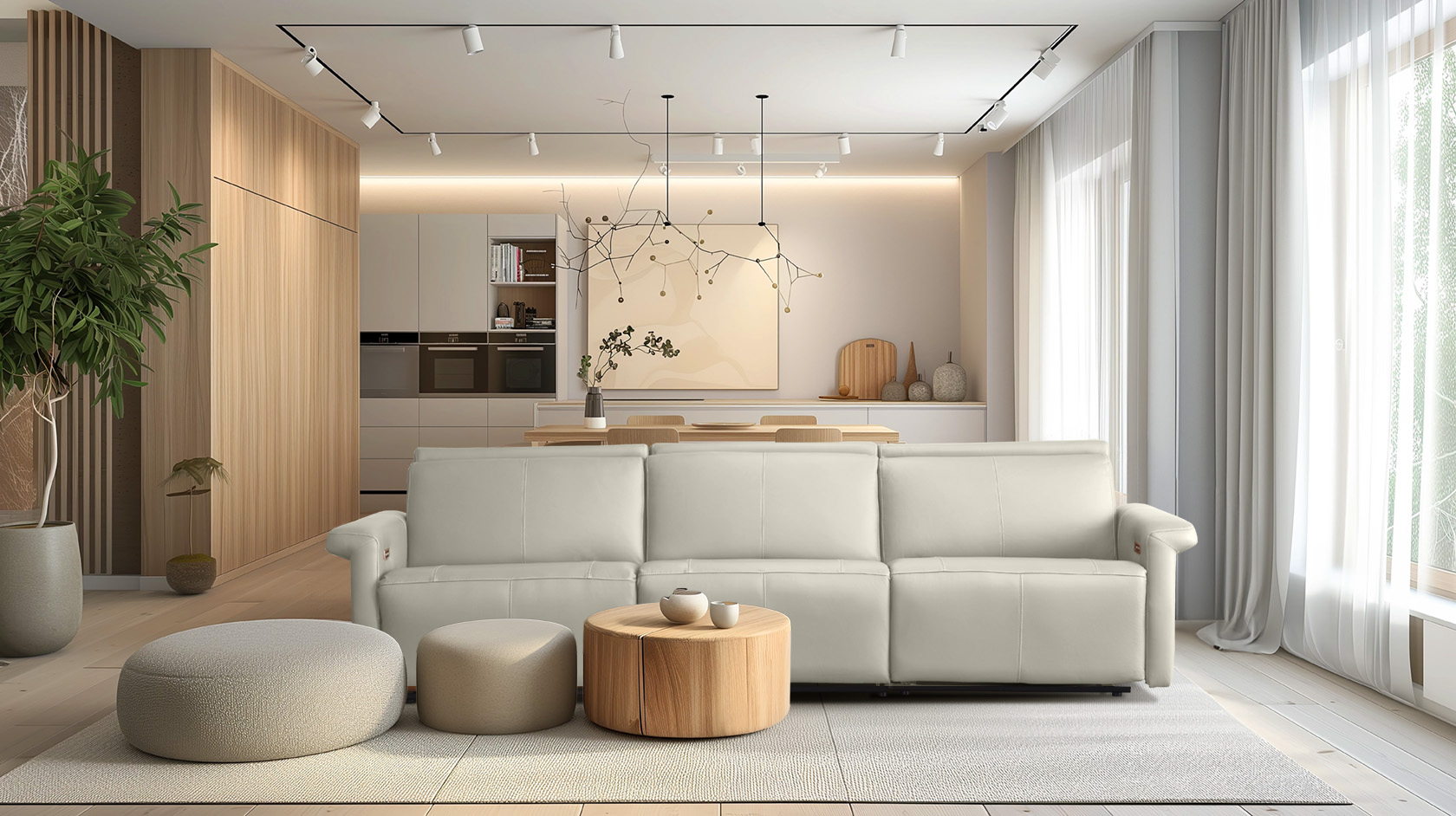 ספה-מעוצבת-עם-ריקליינרים-רילקסון-תוצרת-קנדה-עור-טרקוטה אופן ספייס אבן