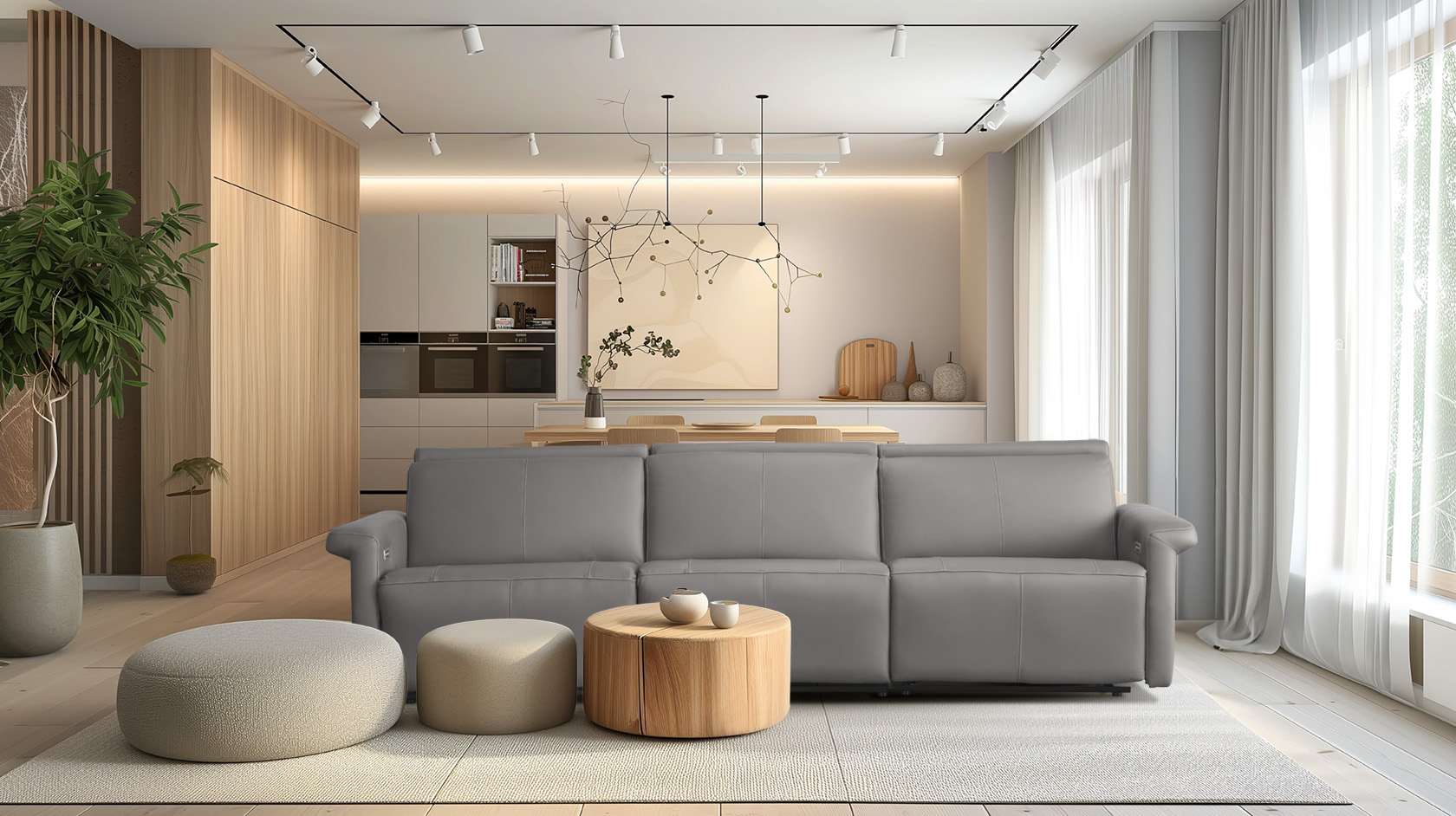 ספה-מעוצבת-עם-ריקליינרים-רילקסון-תוצרת-קנדה-עור-טרקוטה אופן ספייס אפור