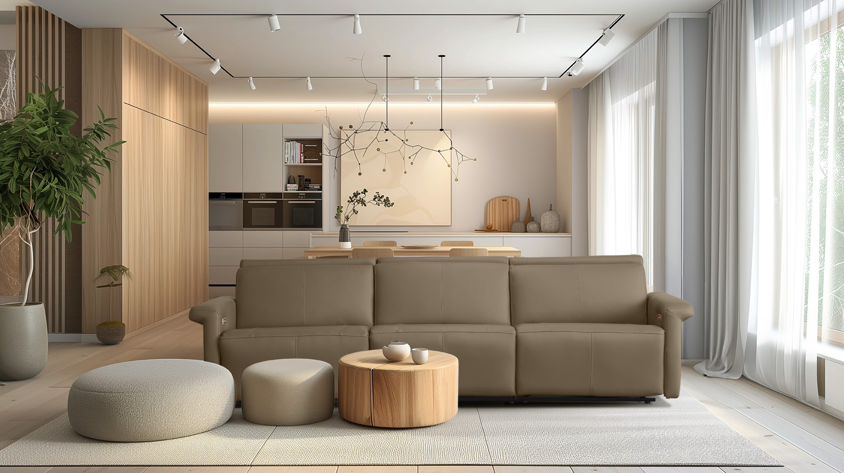 ספה-מעוצבת-עם-ריקליינרים-רילקסון-תוצרת-קנדה-עור-טרקוטה אופן ספייס חום