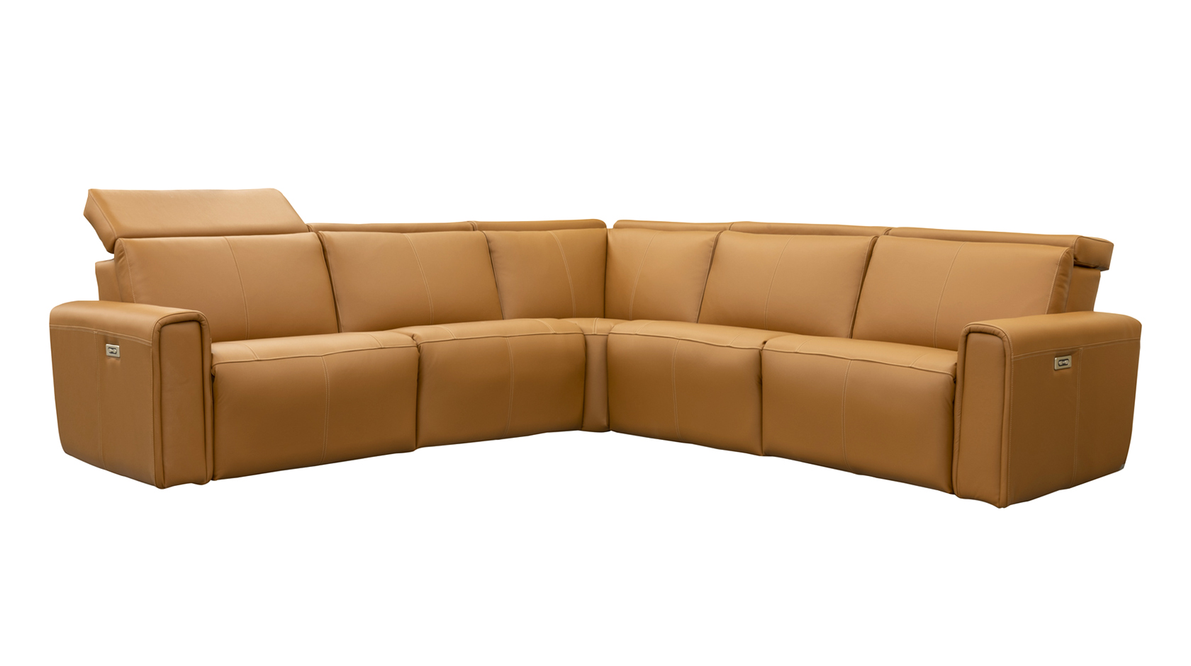 רילקסון תוצרת קנדה מערכת ישיבה פינתית עם ריקליינרים מעור דגם 3099 חום כתום