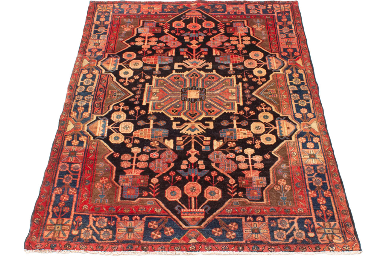 שטיח המדן פרסי בורדו שחור וכחול