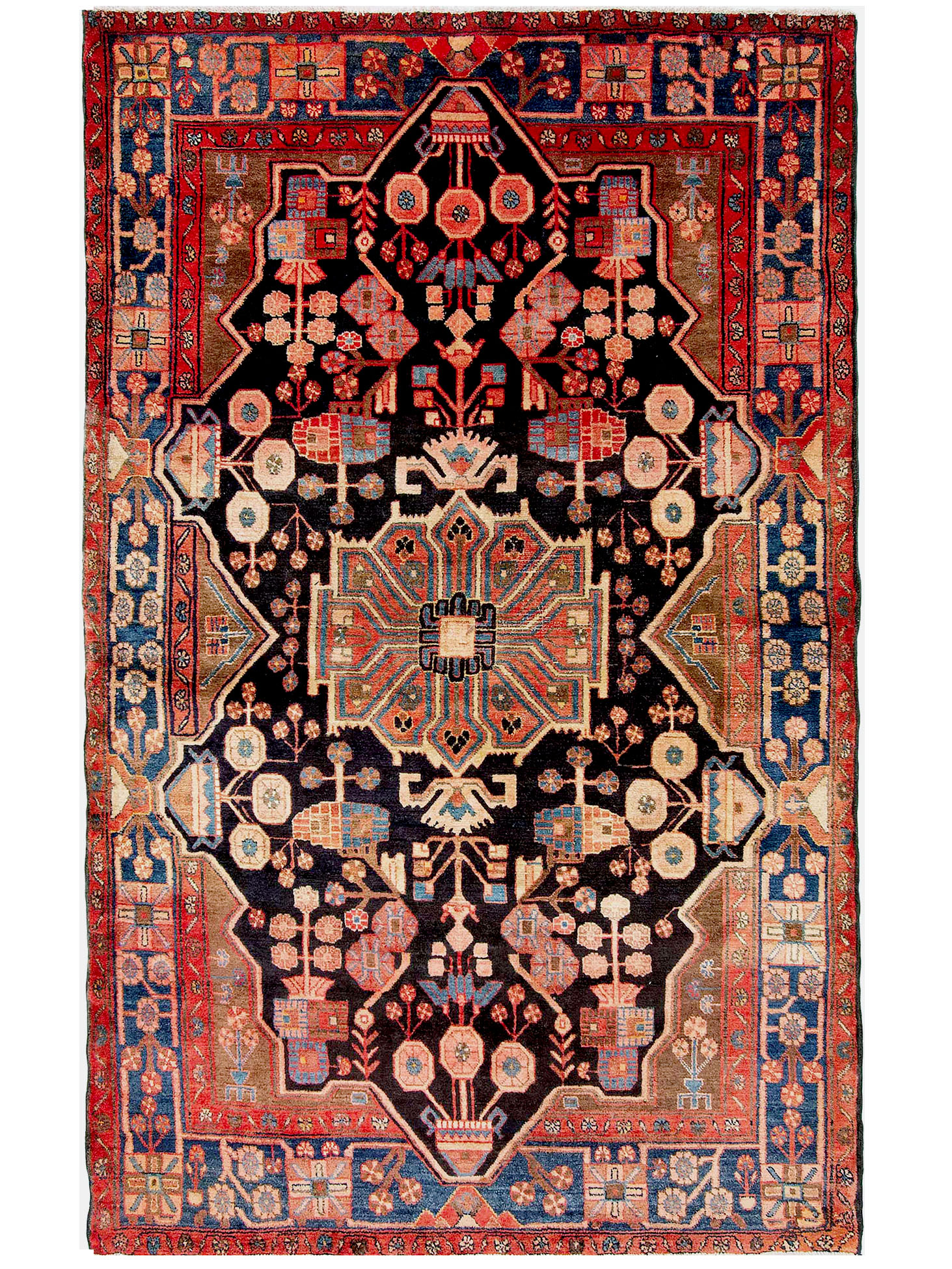 שטיח המדן פרסי בורדו שחור וכחול