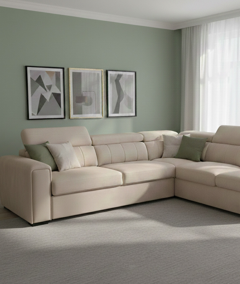 סלון פינתי עם מיטה נפתחת