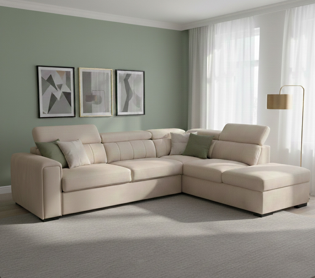 סלון פינתי עם מיטה נפתחת