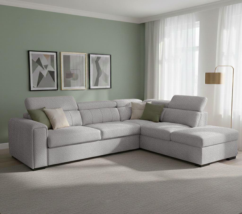 סלון פינתי עם מיטה נפתחת