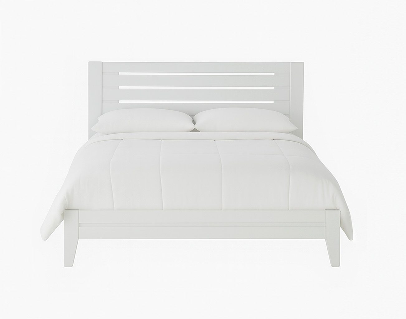 מיטת עץ מלא – לבן משי חלק